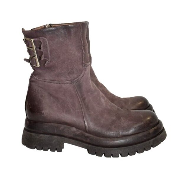 $450 A.S. 98 DORAN BUKLE BOOT SMOKE MOTO BUCKER BUCKLES EGGPLANT 40 (DB13) - Picture 2 of 8